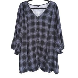Torrid Women's Plus Size Black & Gray Plaid Fit & Flare Blouse Size 4 4X